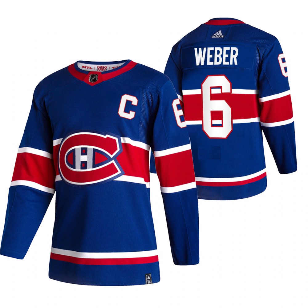2021 Adidias Montreal Canadiens 6 Shea Weber Blue Men Reverse Retro Alternate NHL Jersey